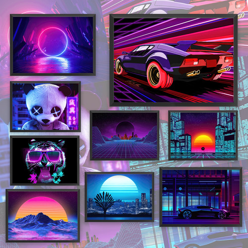 80s neon retro game - 80s,