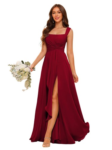 Square neck chiffon bridesmaid - square,