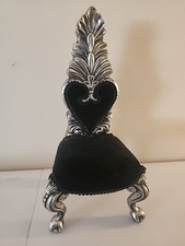 Katherine's Collection - 12" Silver / Black Throne Chair Gothic Victorian Decor