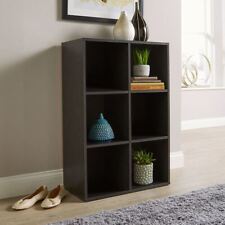 Storage Cube 6 Shelf Bookcase Wooden Display Unit Organiser Black Furniture