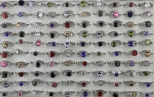 35pcs Wholesale Lots Mixed Fashion Cubic Zirconia Rhinestone Lady's Wedding Ring