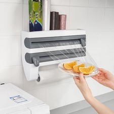 Kitchen Cling Film Tin Foil Dispenser Wall Mounted Rack Paper Towel Roll Holder