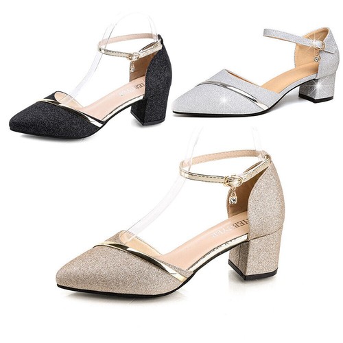 Womens glitter block - glitter, heel