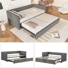 Daybed with Trundle Single Guest Bed Pull out Bed for Living Room and Bedroom
