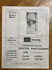 Deluxe Router Pantograph Operators Manual Fits 1978 Craftsman 3D 335.25187