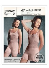 1940's Pretty Vest with French and Directoire Knickers Knitting Pattern 34 Bust 