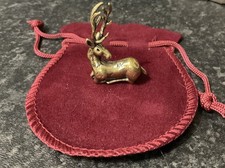 Lucky Dinky Miniature Brass/alloy Laying Deer Collectable Pouch Pets Ornaments