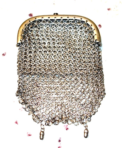 Antique silver chatelaine coin - antique,