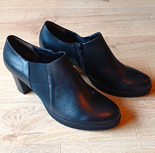 Gabor black leather court - black,