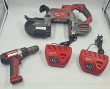 LOT OF 4 Milwaukee Cordless Power Tools - M18 CBS125, Drill, 2 Chargers