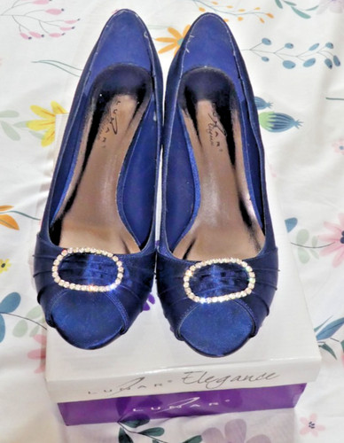Ladies navy blue peep toe - ladies,