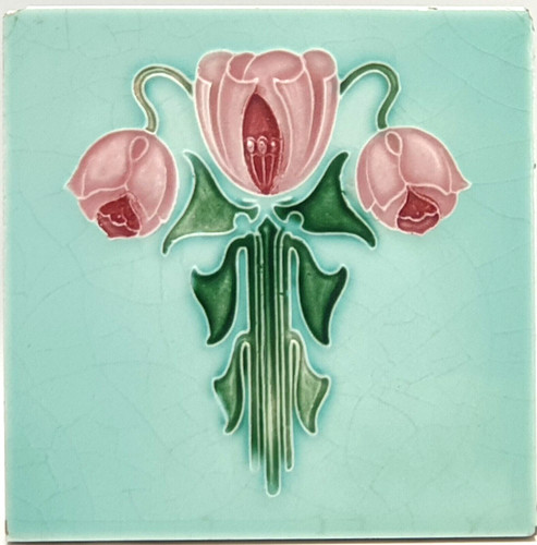 Art deco fireplace tile floral - art,