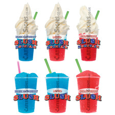 Set of 6 Slush Cup Stickers - Puppy catering ice cream van trailer cafe decal