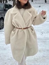 ZARA WHITE FAUX FUR COAT SIZE