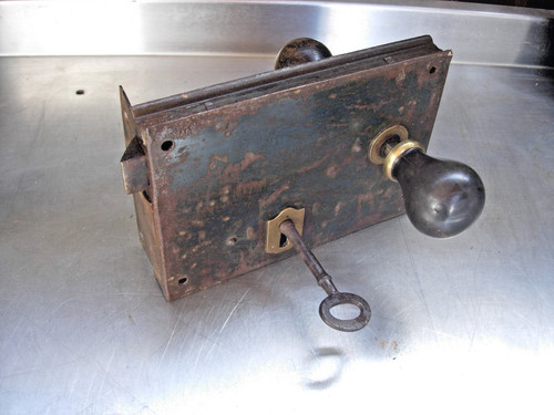 Large antique rim lock - large, with