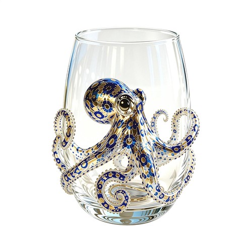 Blue ringed octopus glassware - blue,