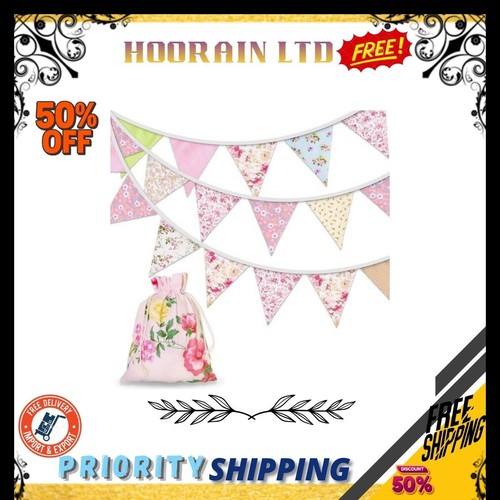 Floral fabric bunting - bunting, flags