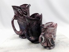set of 3 Slag Glass Jugs in