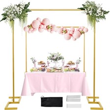 8.2FT Square Arch Backdrop Stand,Metal Gold Backdrop Stand Heavy Duty Adjustable