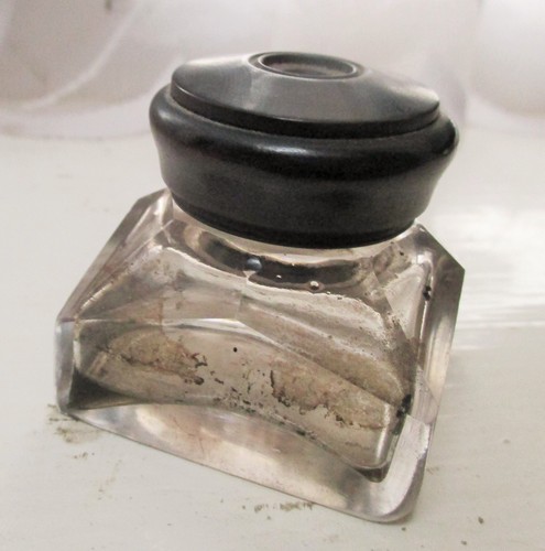 Antique glass inkwell - antique, j