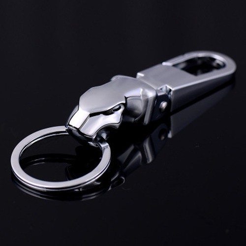 Leopard head metal keychain - leopard,