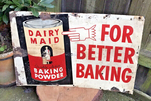 Sign vintage dairy maid tin - sign,