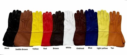 Leather gloves long arm cuff - gloves,