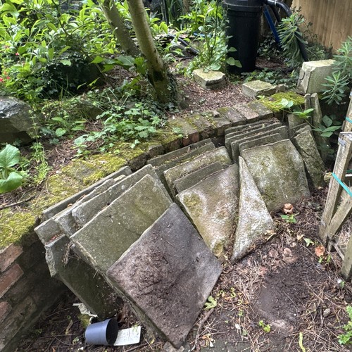 Grey stone paving slabs mixed - paving,