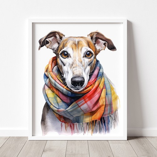 Greyhound winter print - greyhound,