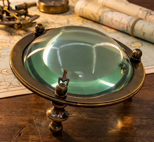 Antique brass magnifying glass - antique,