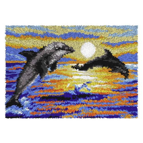 Dolphins latch hook - kit,, rug