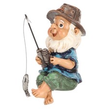 Fishing Gnome Sitter Funny UV Resistant Resin Decorative Outdoor Garden Lawn BST