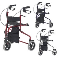 Lightweight folding tri walker with seat and rollator 3 wheel walking frame