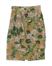 VINTAGE Womens Peplum Skirt IT 44 Medium W30  Green Floral BK11