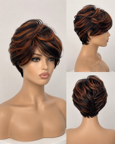 Luxurious pixie cut wig black - wig,