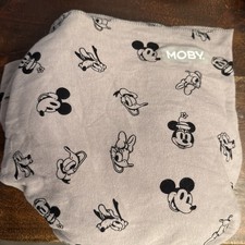 Gray & Black Cotton Moby Easy Wrap Carrier Disney Mickey Mouse For 8-33 lb Baby