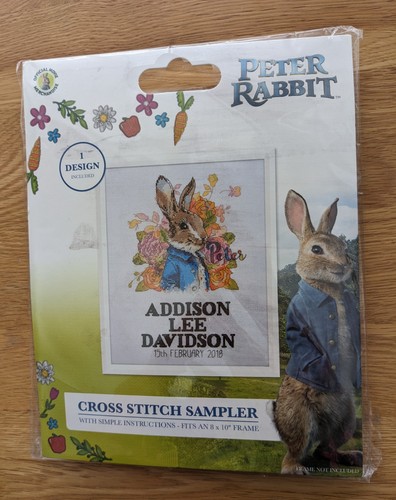 Peter rabbit birth sampler - 'peter,