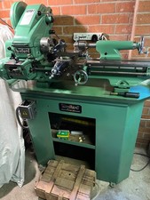 Myford Super 7 lathe with gearbox power cross feed motor and cabinet