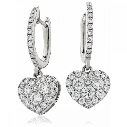 Diamond heart drop - heart, earrings