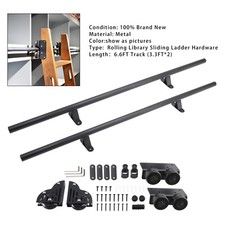 6.6FT Round Tube Rolling Library Sliding Ladder Hardware Kit with Brake Y H0
