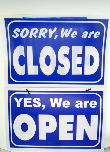 Open closed double sided shop - closed,