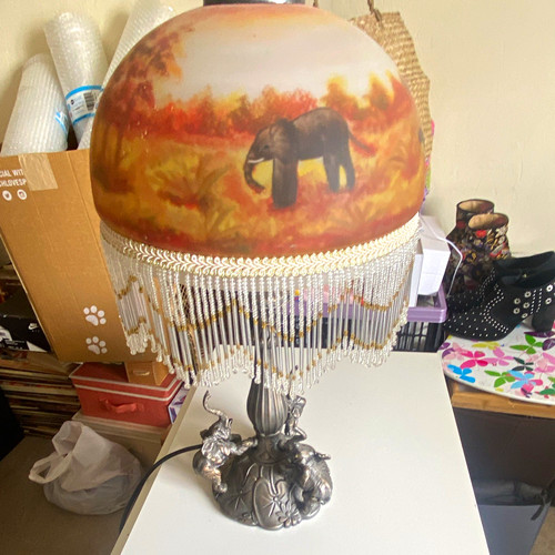Vintage elephant table lamp - table,