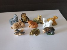 COLLECTION OF 10 VINTAGE GLAZED ANIMAL/OTHER WADE WHIMSIES ( B )