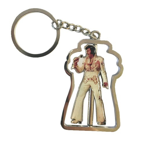 Elvis keychain spinner white - -,