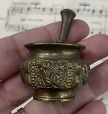 Rare Small Antique French Bronze Mortar and Pestle Apothecary Lion c1900