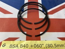 BSA B40 SS90 WD B40 PISTON RING SET +060" 80.5 MM COMPLETE SET OF THREE 3