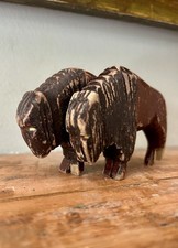 Two Antique Rare Bison For A Lord Robert’s War Relief Wooden Noah’s Ark Toy -