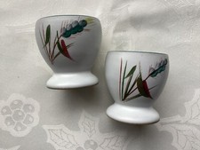 2 Denby Green Wheat Egg Cups (Pair) 2” 5cm Very Good Condition