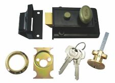 YALE 99Z Non-Deadlock Nightlatch Black Case- Polished Brass Rim Cylinder +2 Keys