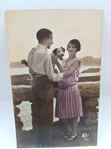 Couple beach terrier dog - ,